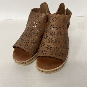 Remonte Soft Brown Leather Wedge Sandals Cutouts EU 37? US 6.5-7